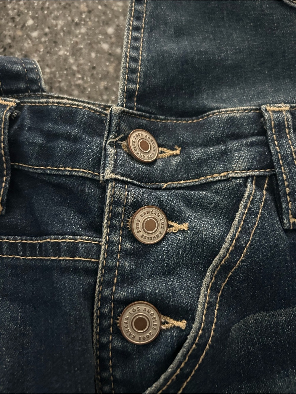 KanCan Dark Blue Distressed Denim Overalls for Women - Picture 6 of 7